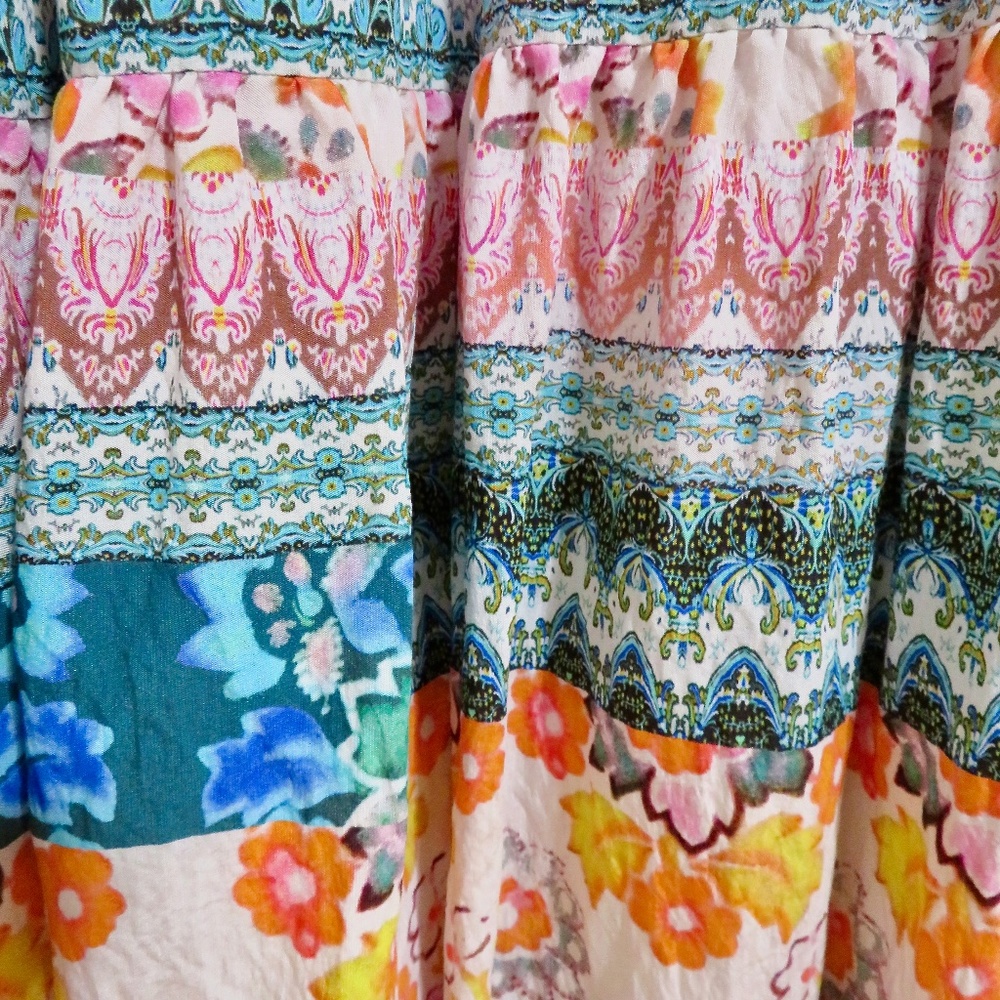 Anthropologie Lined Tiered Sleeveless Floral Maxi Dress Perfect 1X - Picture 11 of 11